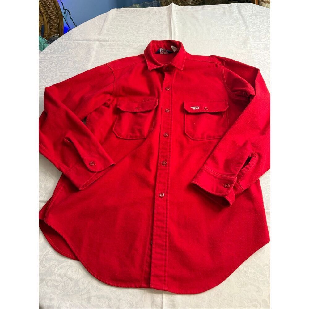 Woolrich Chamois Red Bright Shirt Cotton Flannel Long Sleeve Button Down Size L